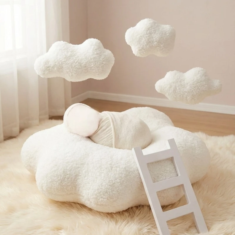 5Pcs Newborn Photography Props Set White Cloud Mini Ladder Baby Posing Furniture Studio Photo Shoot Background Props