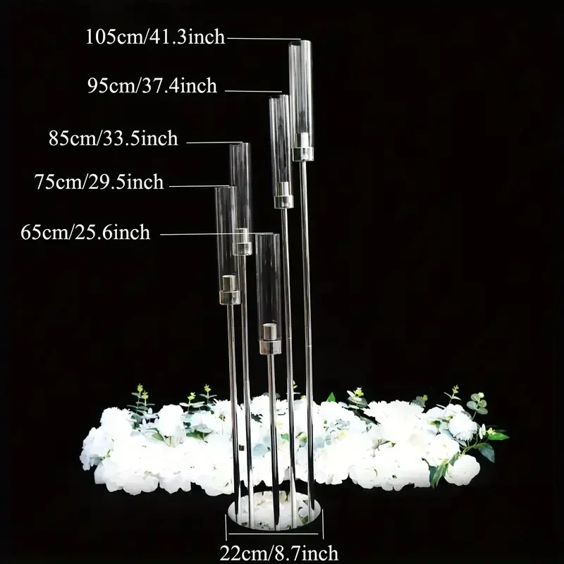 5pcs10 piece, 5 Arm Candle Holder Centerpiece, Silver Candle Holder for Wedding Party Store Store Gold Acrylic Candelabra Candle