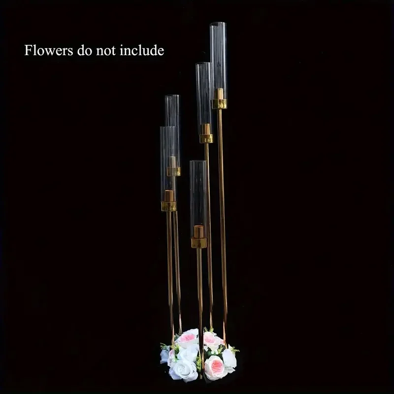 5pcs10 piece, 5 Arm Candle Holder Centerpiece, Silver Candle Holder for Wedding Party Store Store Gold Acrylic Candelabra Candle