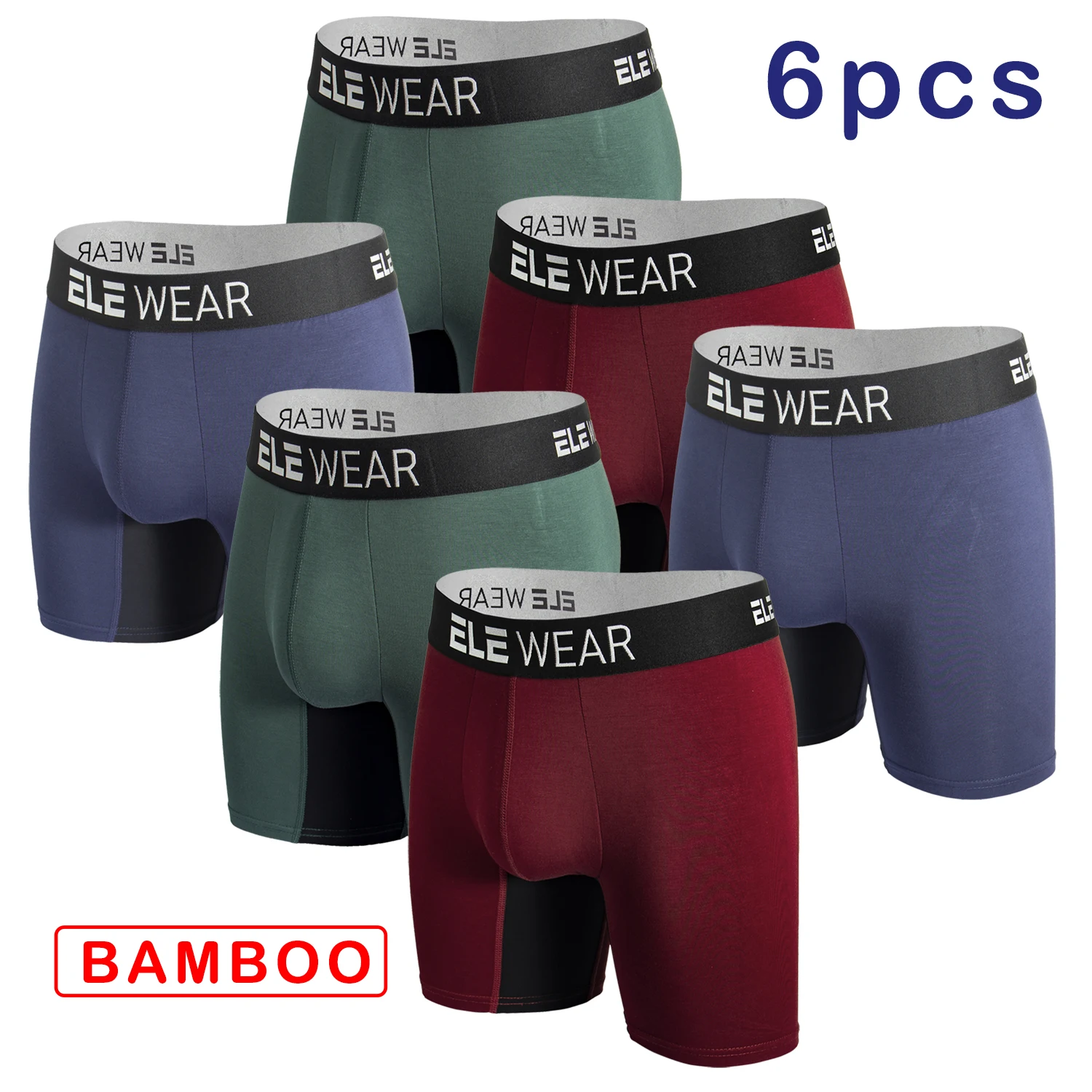 6 pcs Bamboo Men Underwear Boxers Breathable Mens Boxershorts Men's Panties Underpants Plus Size Fashion Boxers Briefs Trunks