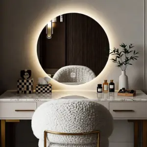 60*60cm Smart Bathroom Mirror LED Lights Wall Mounted Mirror 3 Colors Memory Stepless Dimmable Waterpoof Touch Switch Gogless
