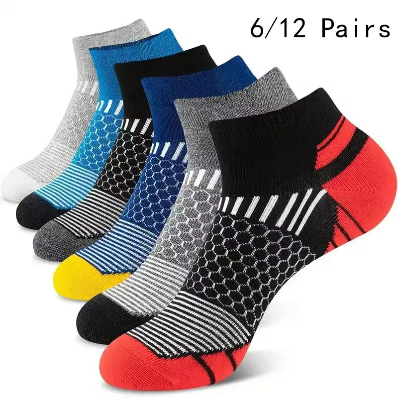 6/12 Pairs Colorful Men's Low Tub Socks Fashion Comfortable Autumn Classic Black Business Sock High-quality Men's Short Socks