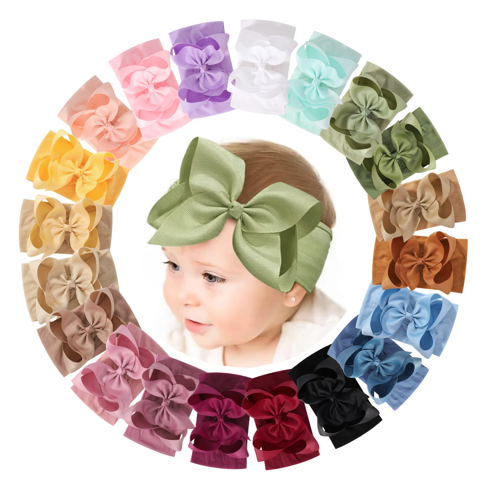 6/20PCS Soft Baby Headbands with 4.5 Inches Hair Bows Headwraps for Baby Girl Head Band Newborns Hair Accessories Hair Band