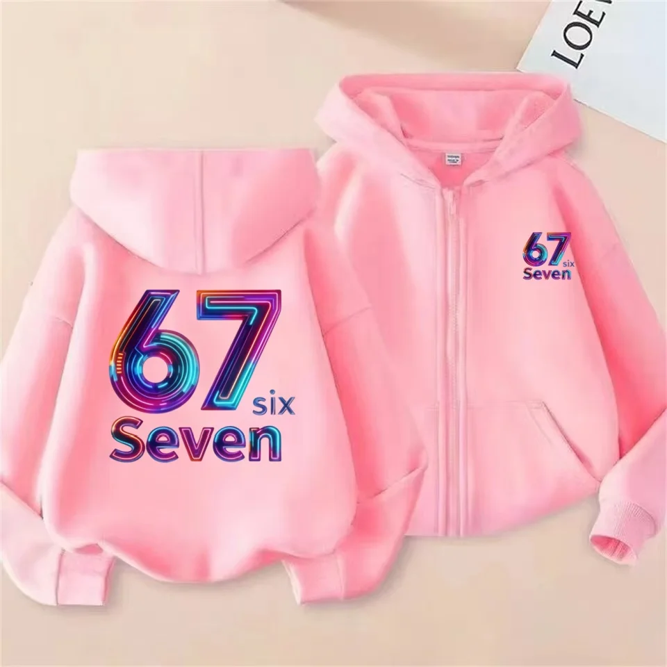 67 Trendy Kids Zip Hoodie Casual Sweatshirt Boys Girls Soft Cartoon Print Autumn Winter Outerwear 2026 Fashion Outerwear