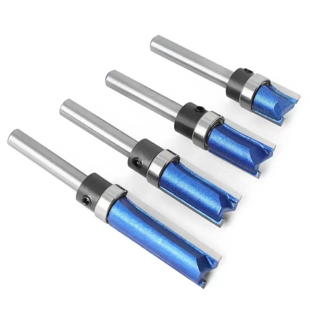 6mm 1/4" Shank Straight Bit With Bearing Tungsten Carbide Milling Cutter Template Pattern Bit Flush Trim Router Bit