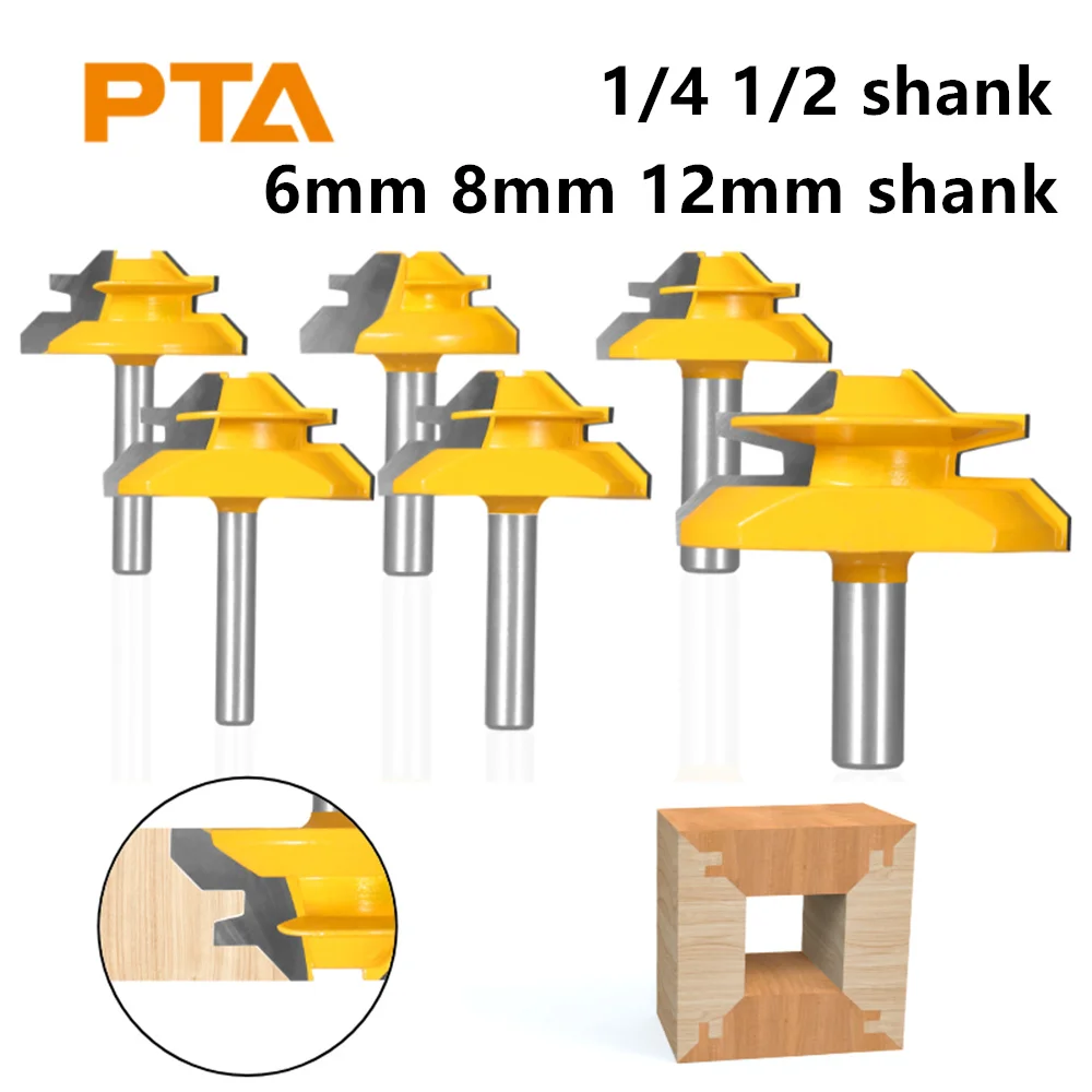 6mm 6.35mm 8mm 12mm 12.7mm 45 Degree Lock Miter Router Bit Woodworking Milling Cutter For Wood Tools