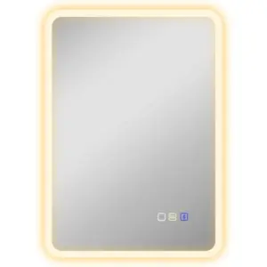 70 x 50cm LED Bathroom Mirror, with Bluetooth - Silver Tone