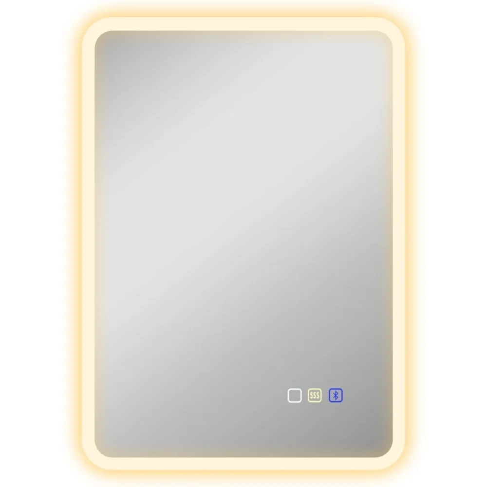 70 x 50cm LED Bathroom Mirror, with Bluetooth - Silver Tone