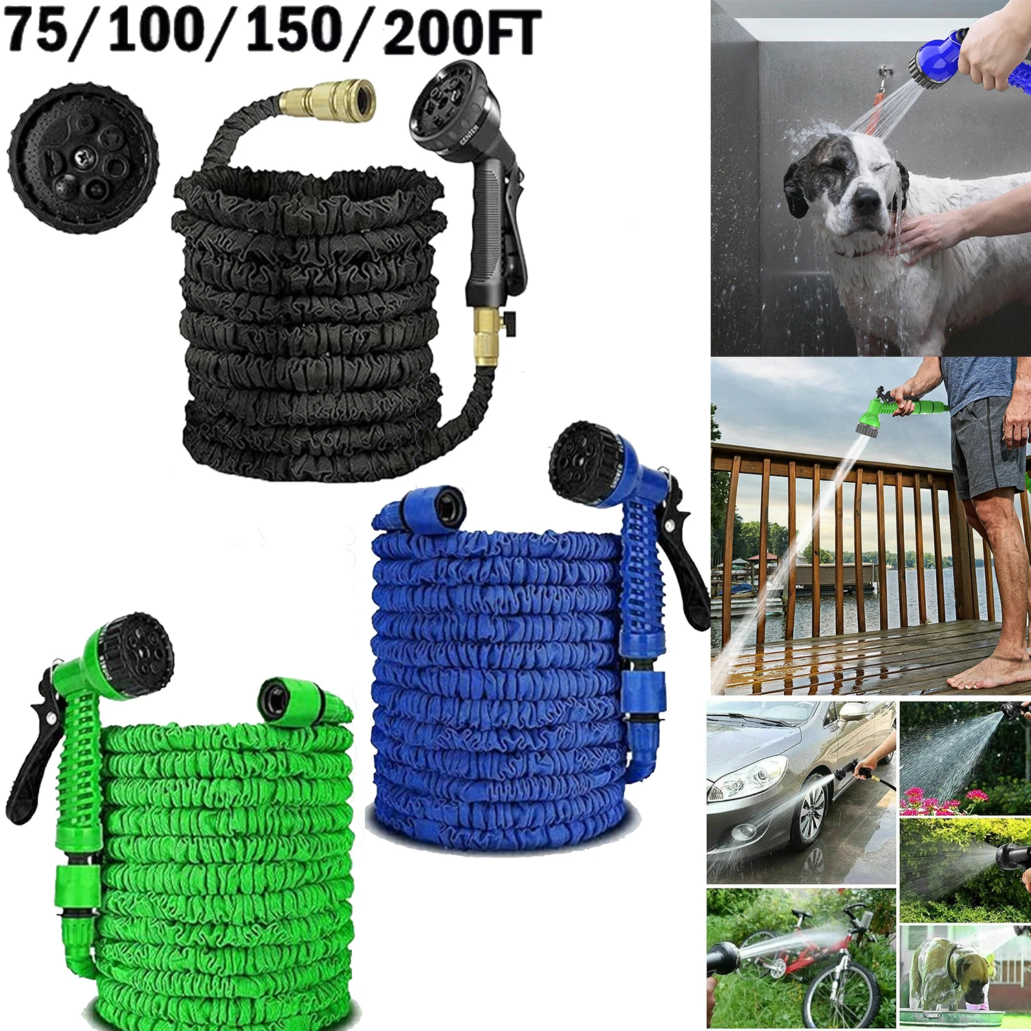 75/100/150/200Ft Hose Expandable Garden Hose with 7Function Spray Modes,Expandable Magic Hose,For Home Garden Watering Hose