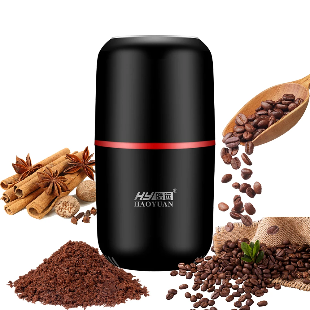 80g Electric Coffee Grinder Stainless Steel Blade 200W Nuts Herbs Mill (Black)