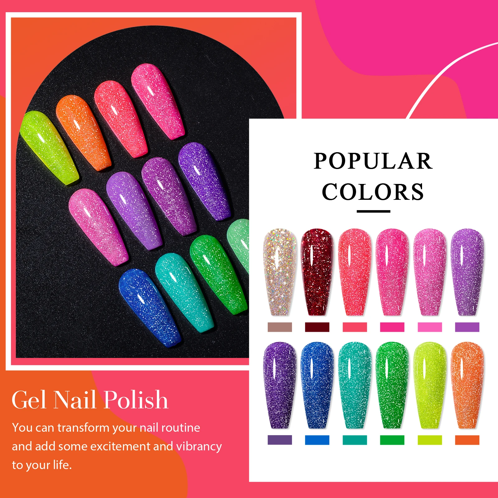 8/12pcs Glitter Gel Nail Polish Set Sparkling Glitter Semi Permanent Soak Off UV Gel Varnish Manicure With Box DIY Nail Supplies
