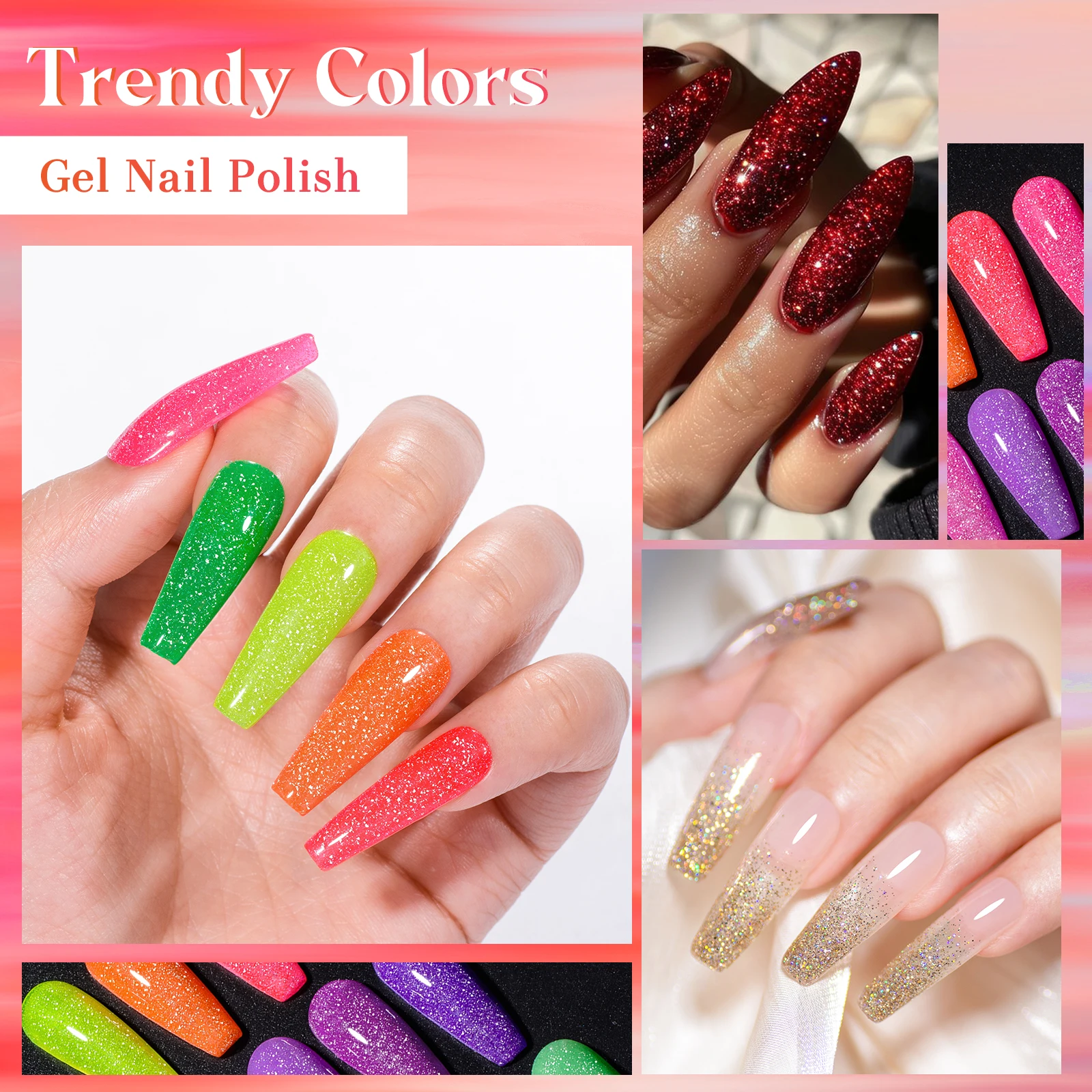 8/12pcs Glitter Gel Nail Polish Set Sparkling Glitter Semi Permanent Soak Off UV Gel Varnish Manicure With Box DIY Nail Supplies