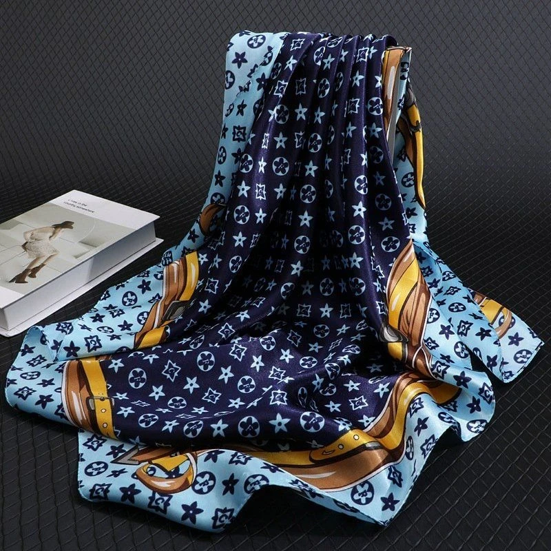 90*90CM Fashion Scarves for Women Shawl Print Silk Satin Hijab Scarf Female Bandana Luxury Brand square Shawls Scarfs For Ladies