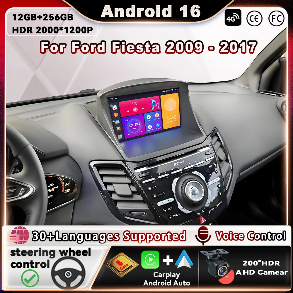 9''Android 16 For Ford Fiesta 2008 2009-2017 2018 2019 Car Radio 2din Multimedia Player Wireless Carplay car intelligent systems