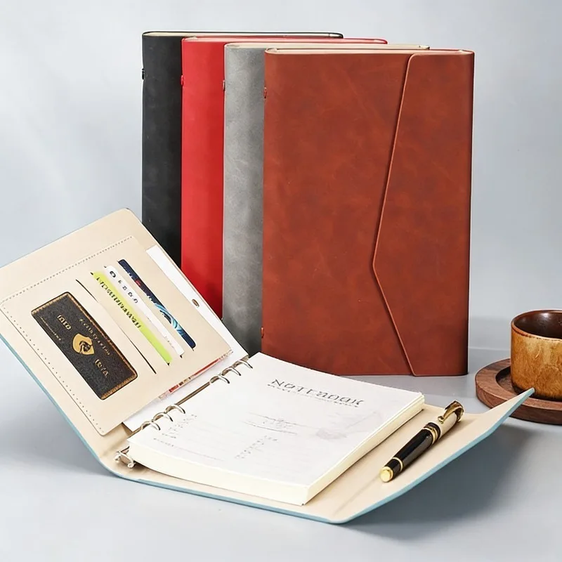 A5 6-Ring Binder with Lined Paper and Multifunctional Storage Pocket for Cards Budget Planner Notebook Journal Organizer​