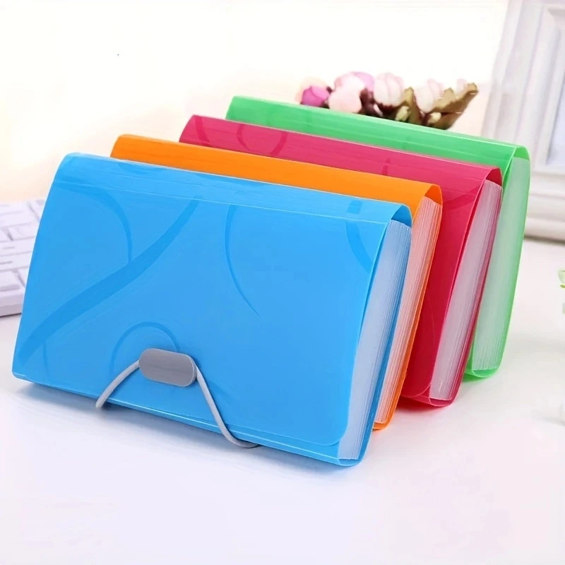 A6 Multi-layer 13 Grids Expanding Wallet File Folder Buckle Organ Bag Large Capacity School Office Data Storage Organizer Pouch