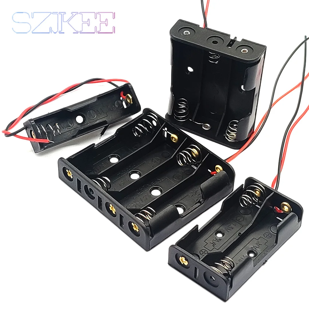 AA Battery Case AA Battery Box 1/2/3/4 Slot AA Battery Holder 14500 AA Storage Box DIY With Leads Series Connection