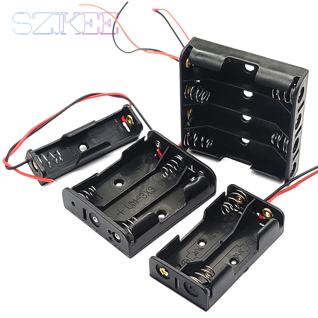 AA Battery Case AA Battery Box 1/2/3/4 Slot AA Battery Holder 14500 AA Storage Box DIY With Leads Series Connection