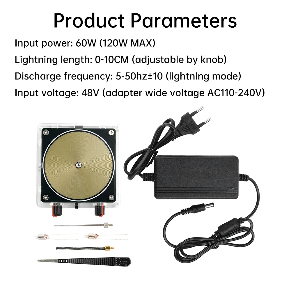 AC110V 220V Tesla Coil Artificial Lightning Touchable Music Rhythm Bluetooth Audio Input Science Experiment Teaching Module