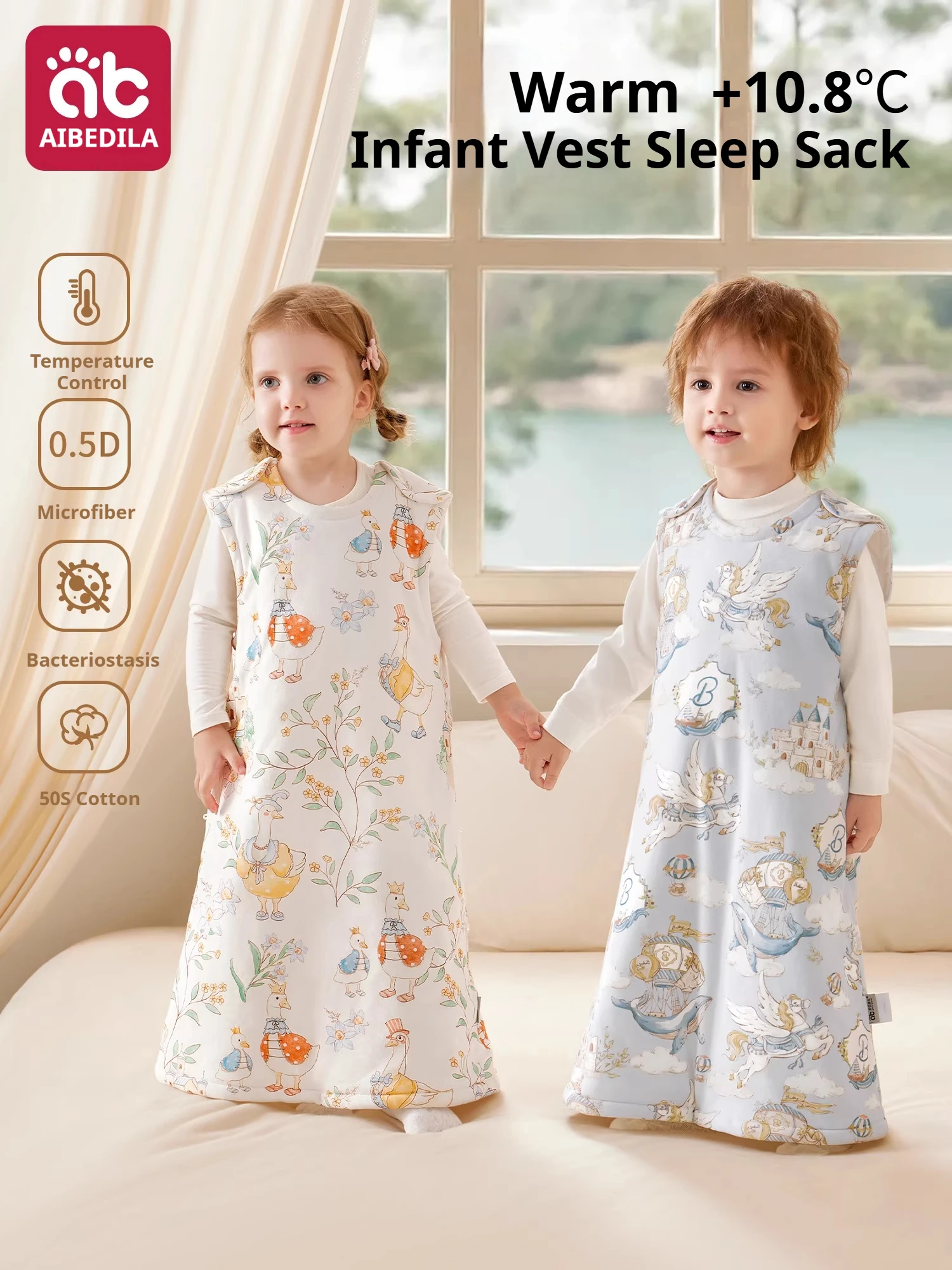 AIBEDILA Baby Sleep Sack Cotton Newborn Sleeveless Sleep Bag Soft Cozy Kids Wearable Blanket Boys Girls Sleeping Sack 0-15T