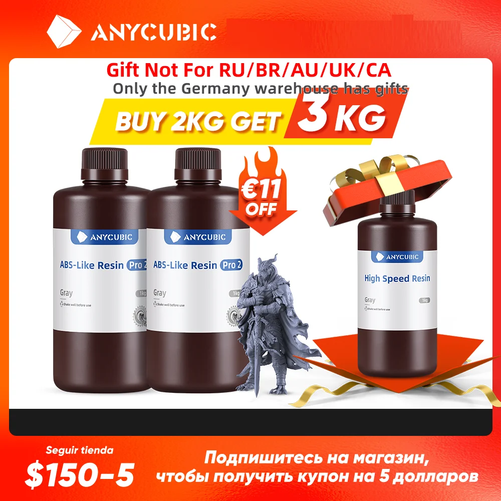 ANYCUBIC ABS Pro 2 Resin 405nm Photosensitive Polyresin High Precision with Minimal Shrinkage for LCD 3D Printer