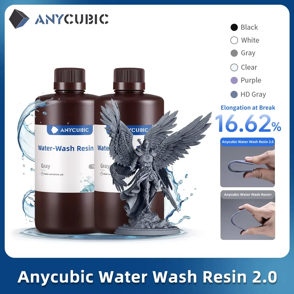 ANYCUBIC Water-Wash Resin For 3D Printer 405nm UV Resin Washable 3D Printer Resin For DLP LCD 3D Printing Material