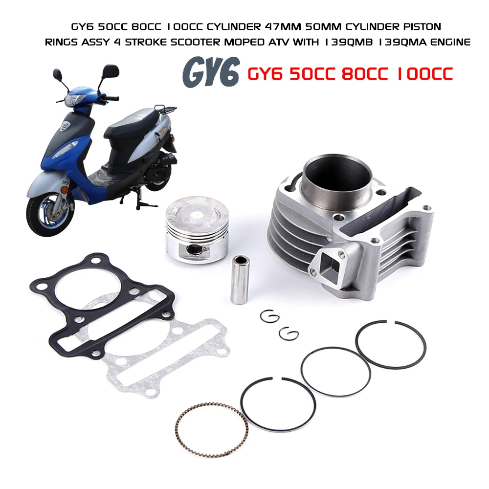 ATV 139QMB 139QMA engine GY6 50cc 80cc 100cc Cylinder 47mm 50mm Cylinder Piston Rings assy 4 Stroke Scooter Moped