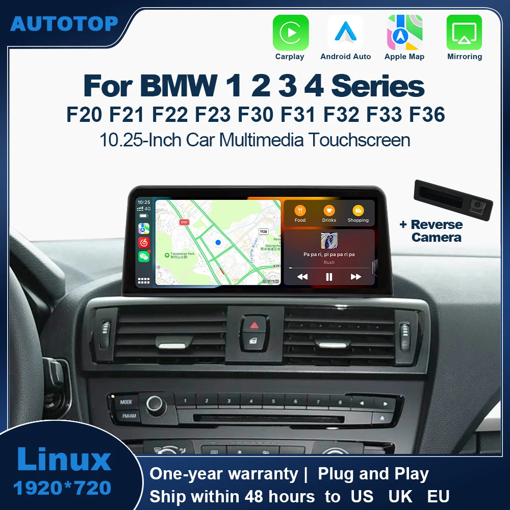 AUTOTOP 10.25”1920*720 Wireless Carplay Android Auto Car multimedia player for F20 F21 F22 F30 F31 F32 F33 F34 F36 NBT 2013-2017