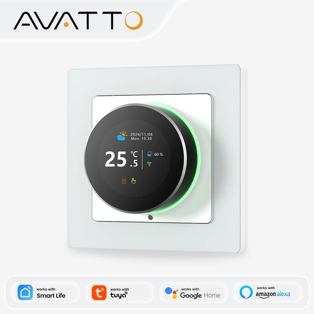AVATTO WiFi Smart Knob Thermostat Temperature Controller For Water Gas Boiler Electric Heating Works With Tuya Alexa Google Home