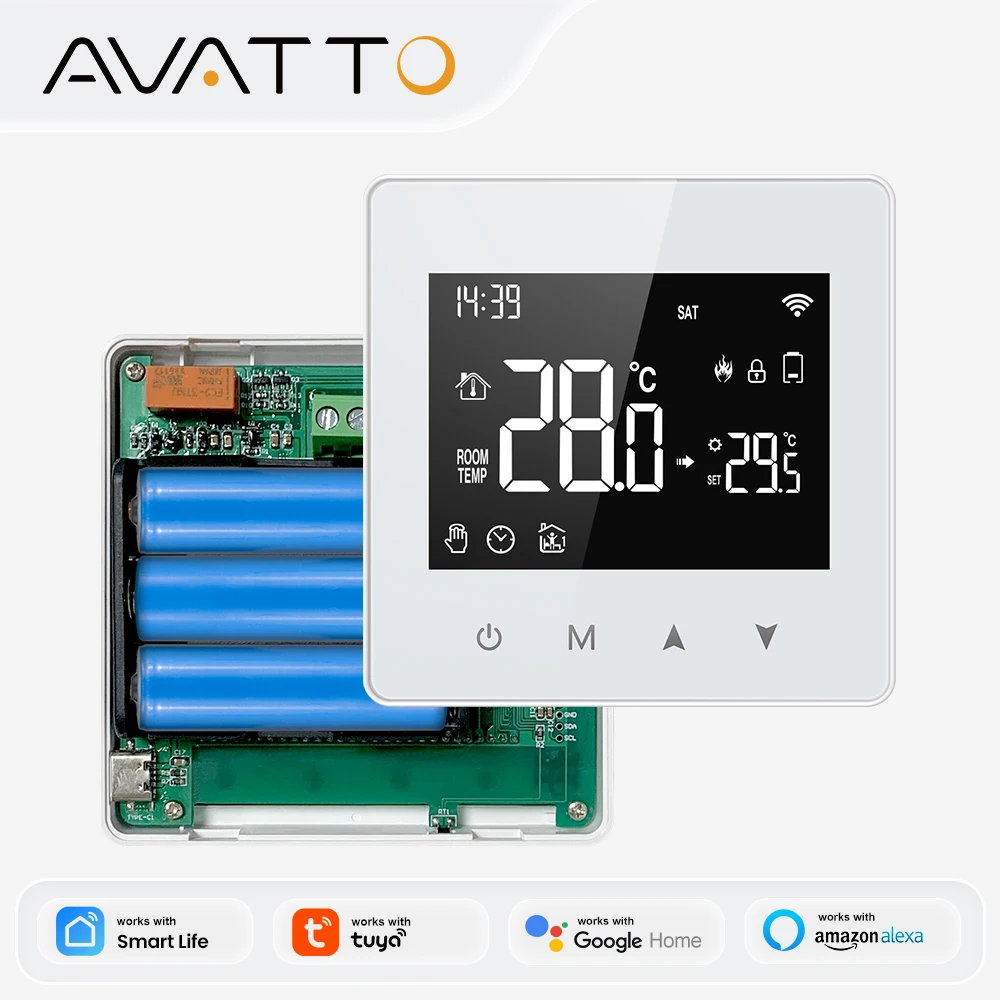 AVATTO WiFi/ZigBee Smart Thermostat,Low Power Battery Water Gas Boiler Temperature Controller For Tuya Alexa Google Home Alice