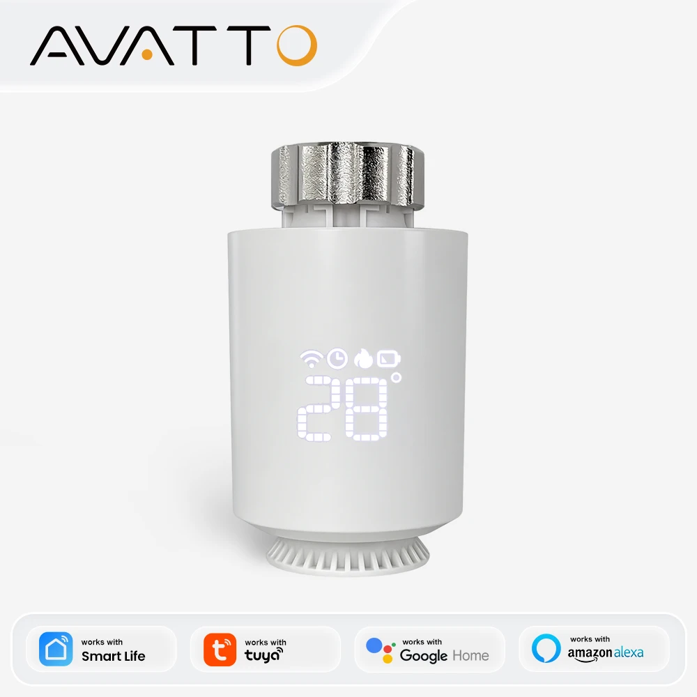 AVATTO ZigBee3.0 Thermostat Radiator Actuator Smart TRV Thermostatic Valve Controller Works With Tuya Alexa Google Home Alice