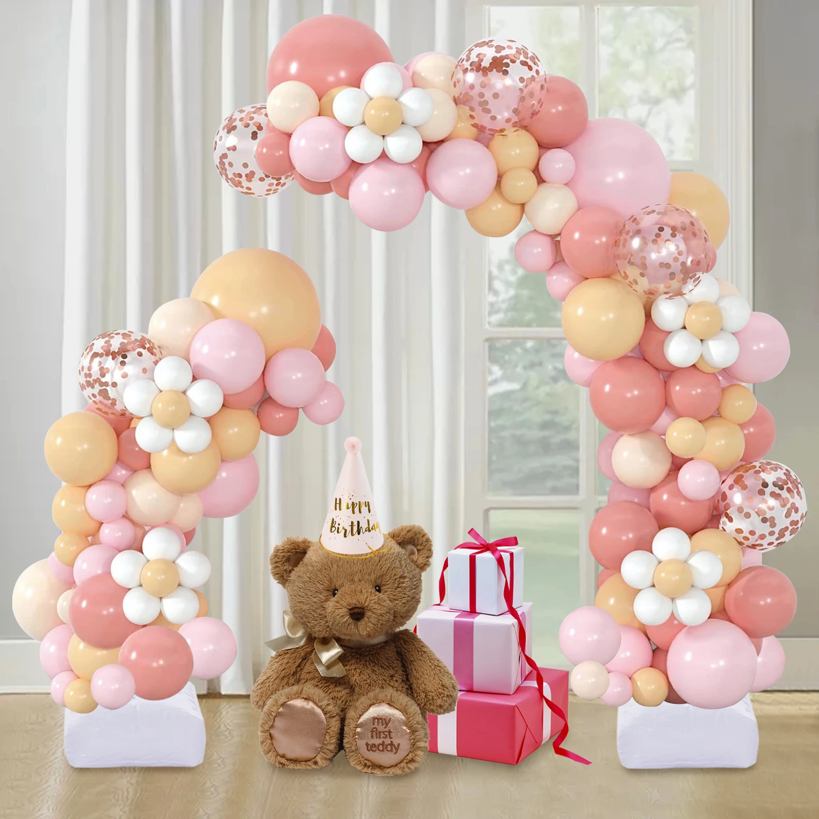 Adjustable Balloon Arch Kit, Half Arch Balloon Stand with Water Base, Bendable Frame & 30 Clips for Wedding Birthday Party Decor