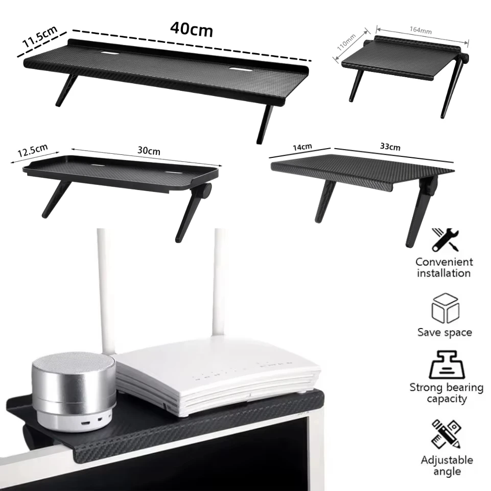 Adjustable TV/Monitor Top Shelf Organizer - Universal Space-Saving Rack for Router, Media Box,Accessories & Cable Management