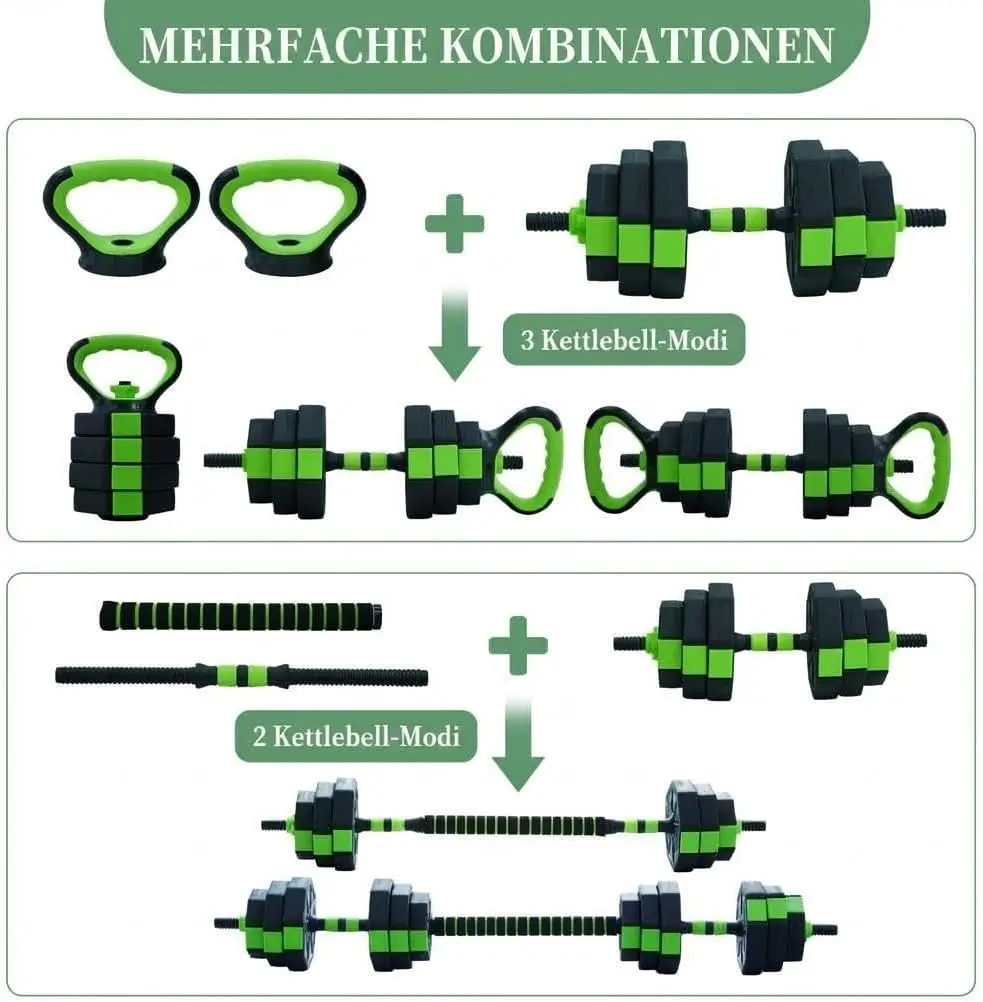 Adjustable Weight Dumbbell Set, 44LBS 4 in1 Dumbbells Set, Barbell Kettlebells Push Up Stand for Home Gym, for Men and Women