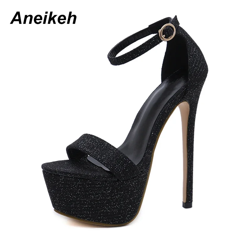 Aneikeh 2026 New Sandals Summer Sexy Women High Heels Fashion Stripper Shoes Party Pumps Women Platform Bling Sandals