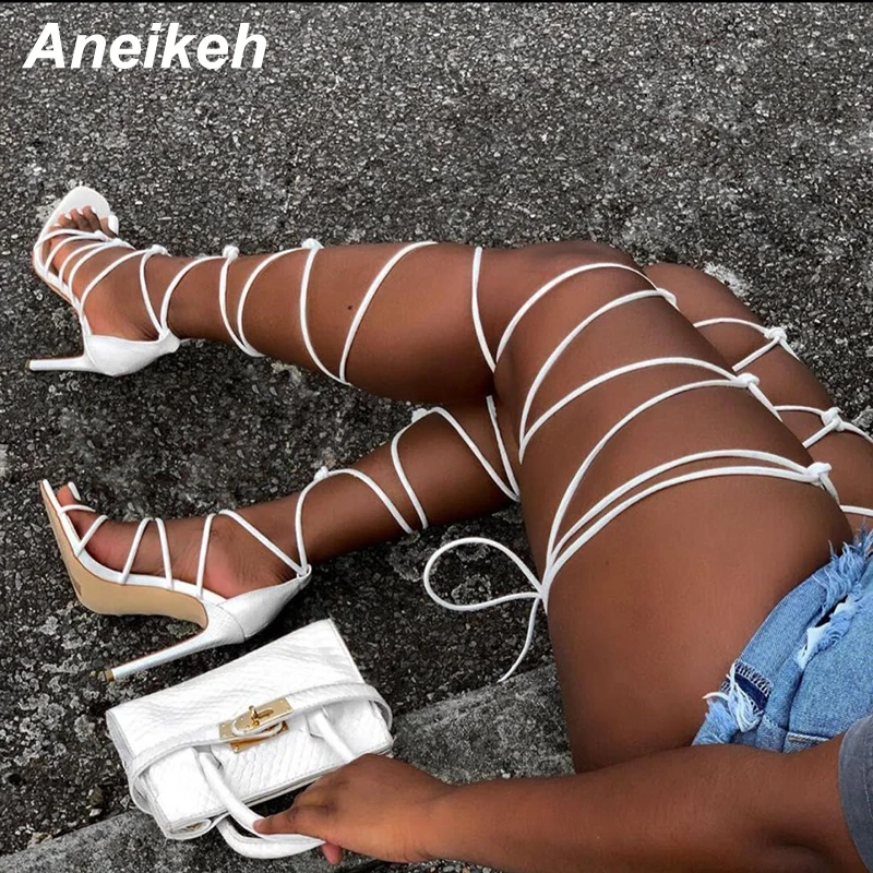 Aneikeh NEW Summer Sexy Women's Sandals Narrow Band Slides Ladies Gladiator Party Thin Heels Square Toe Colourful Shoes Fashion