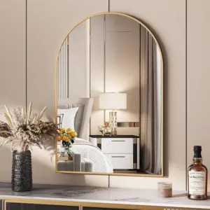 Arch Wall Mirror 66x96cm Decorative Mirror, Arch Semicircular Mirror, Tempered Glass with Aluminum Frame for Bathroom Hallway