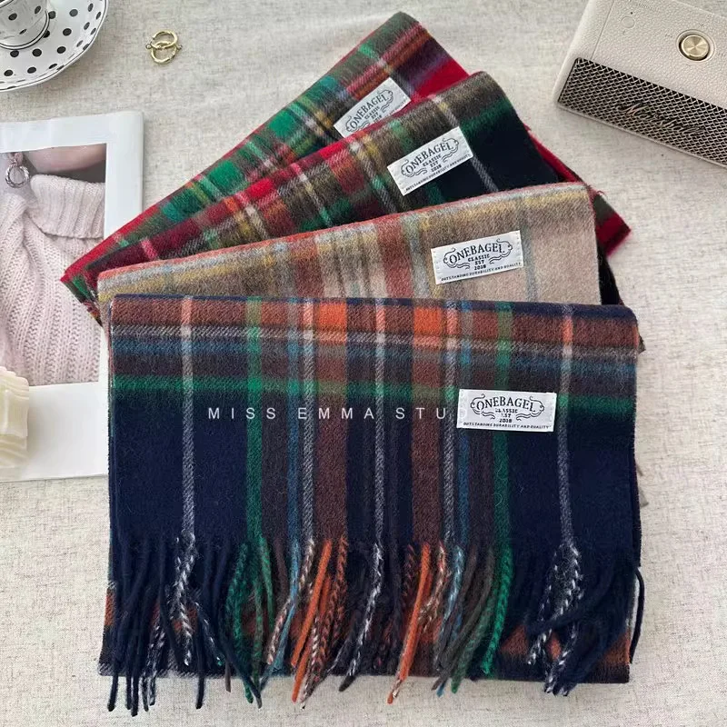 Australia 100% Wool Pure Wool Classic Plaid Scarf Autumn and Winter Fashion High Quality Warm New Shawl Fashion Trend