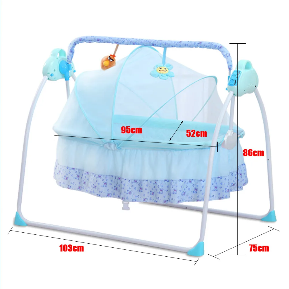 Auto Baby Swing Electric Crib Cradle Infant Rocker Bed Bluetooth+Mat Baby Cradle