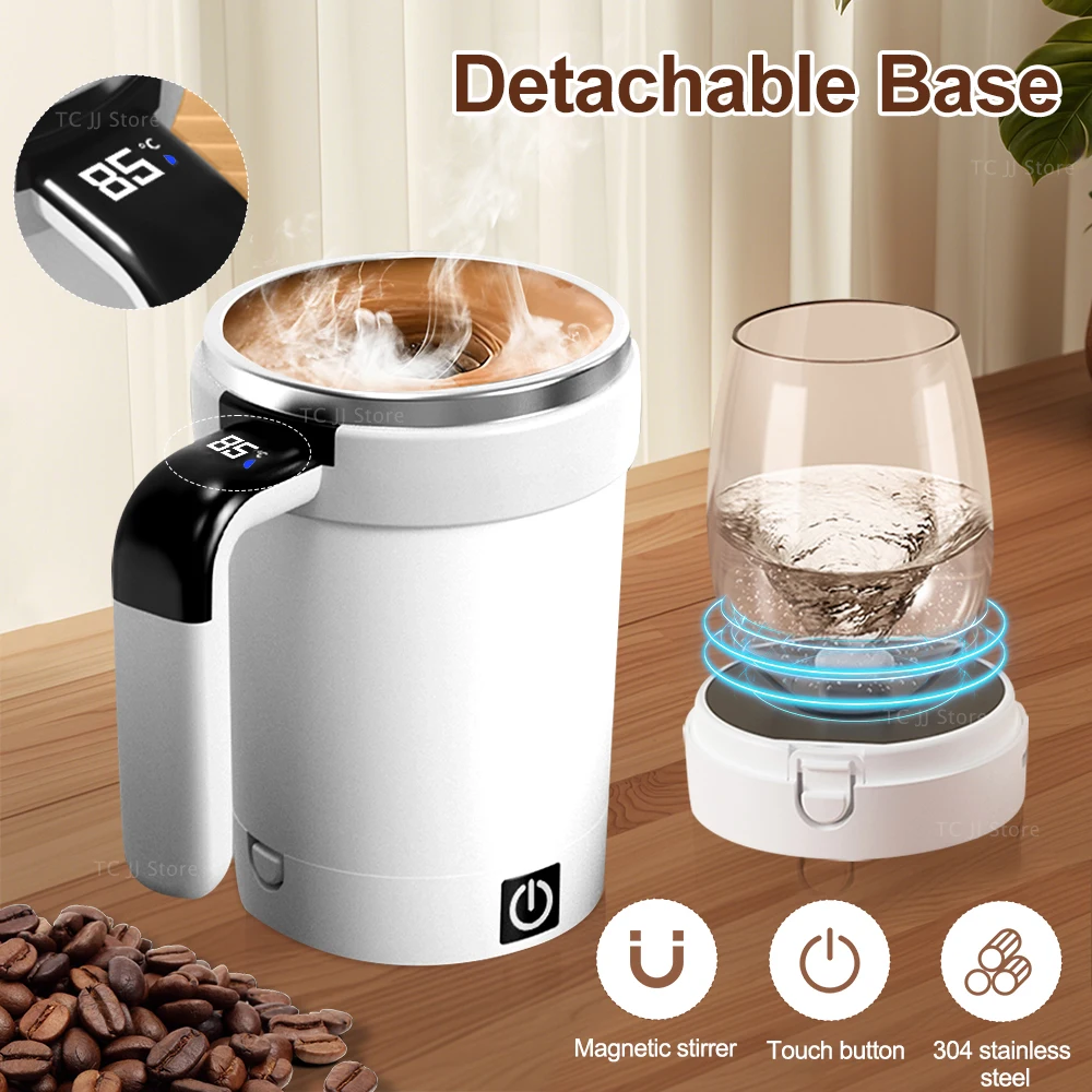 Automatic Stirring Cup Rechargeable Electric Stirring Mugs Magnetic Mixer Stainless Steel Coffee Mug Rotating Magnetic Tumbler