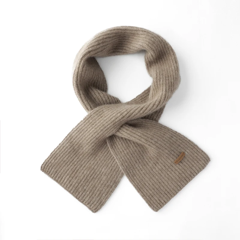 Autumn New 100% Pure Fine Cashmere Scarf Unisex Small Scarf Universal Versatile Perforated Double Yuanbao Neck Warmer
