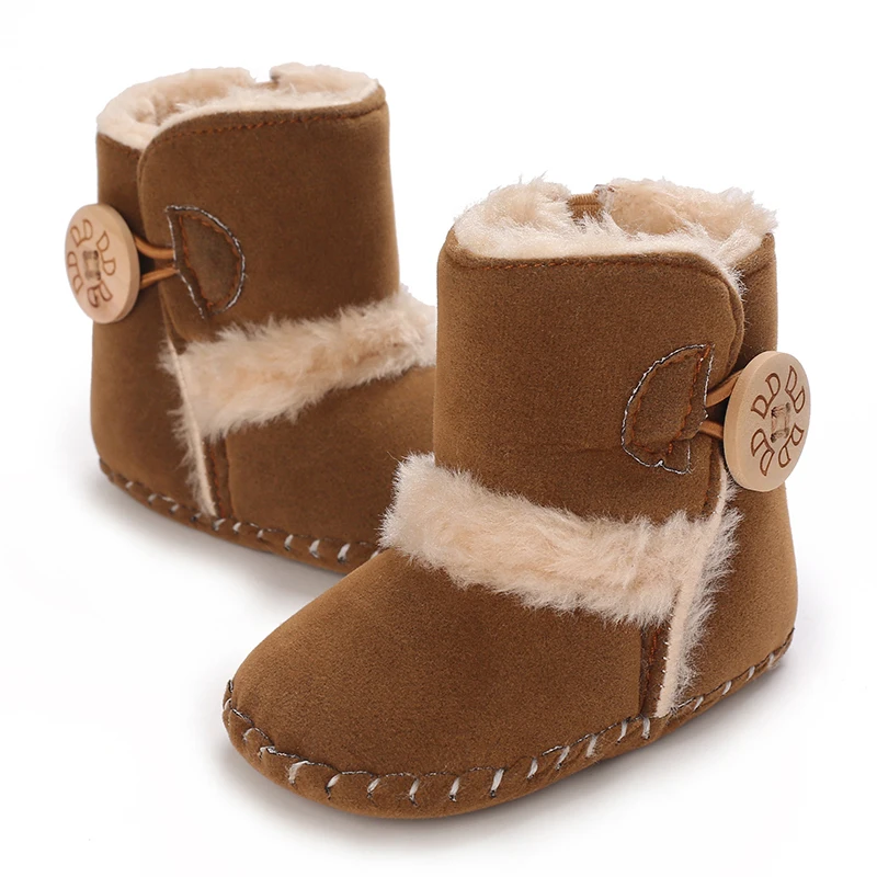 Baby Antiskid shoe Winter Boots Baby Girl Boys Winter Warm Shoes Solid Fashion Toddler Fuzzy First Walkers Kid Shoes 0-18M