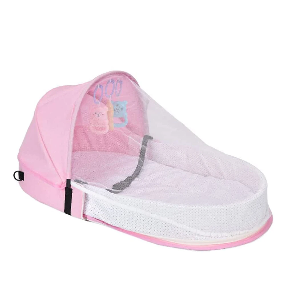 Baby Travel Bed Tight Stitching Baby Travel Cot Soft Linen Cotton Tear Resistant Multifunctional Comfortable Touch for Garden