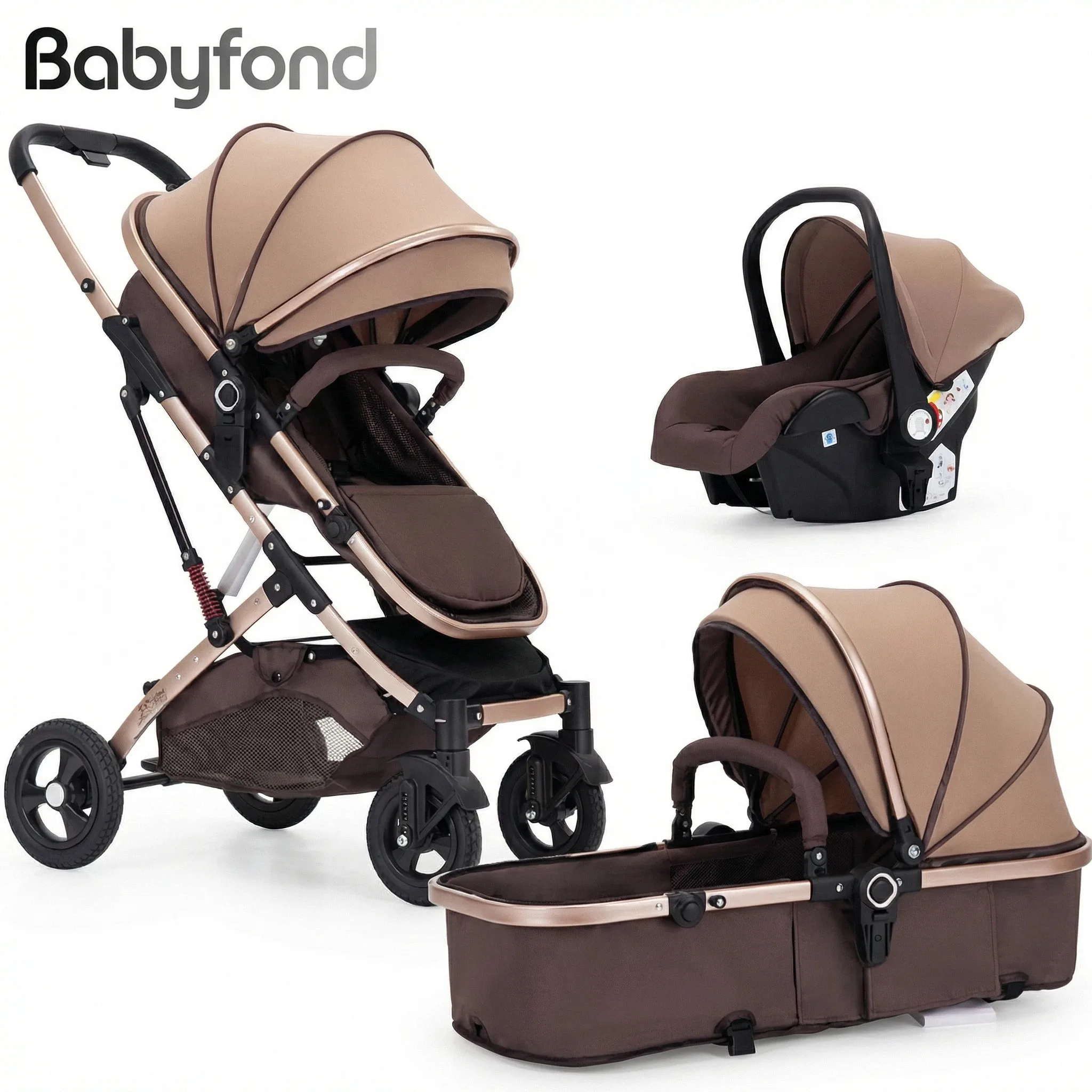 Babyfond baby stroller 3 in 1 baby car light strollers Baby carriage stroller for the baby cribs Car Safety Seats For Child