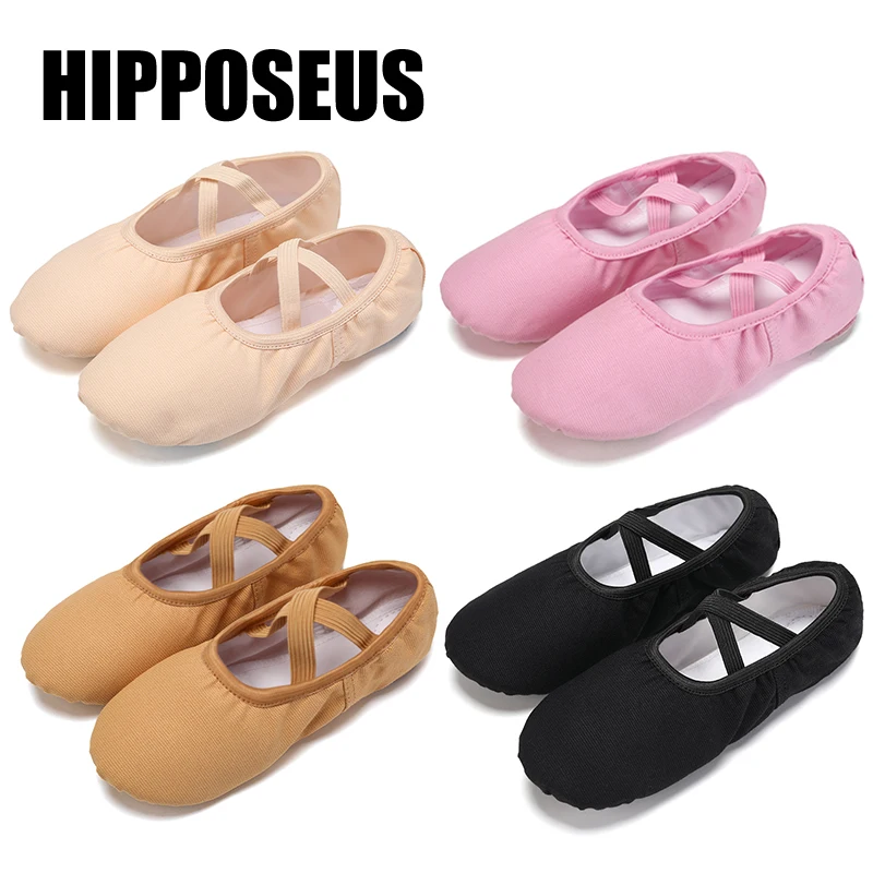 Ballet Shoes Girls Canvas Flats Ballet Dancing Slippers Dance Shoes For Adult Women Kids Yoga Classic Split-Sole Soft Leather