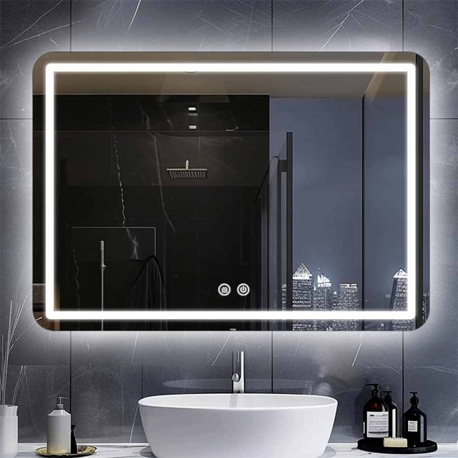 Bathroom Mirror with LED Lights Wall Mounted Mirror IP54 Waterpoof Touch Switch Smart LED Mirror