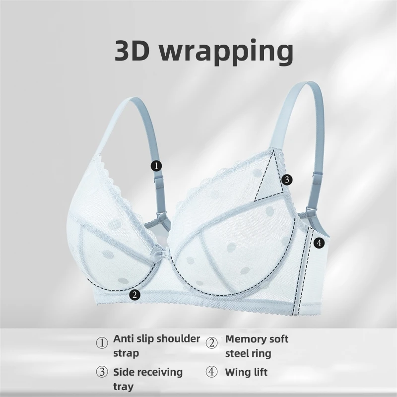 Big Chest Appears Smaller Bra Gather Fold The Accessory Breasts To Prevent Sagging Plus Size Women's Thin Lace Bra OWD6103