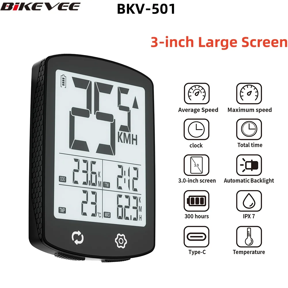 Bike Computer Large screen Ultra-Long Life Battery Multi Function Wireless Bicycle Speedometer Odometer with Backlighter with