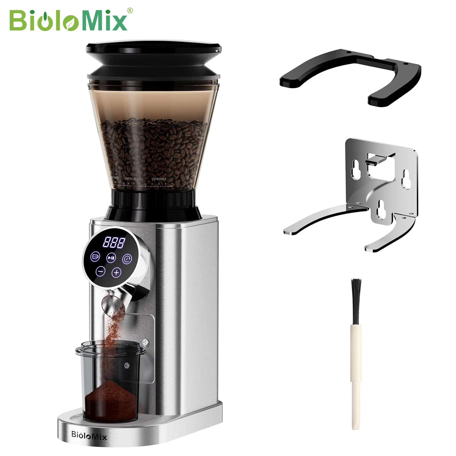 BioloMix Electric Conical Burr Coffee Grinder with Removable Holder,with 48 Grind Settings Adjustable,for Espresso Coffee