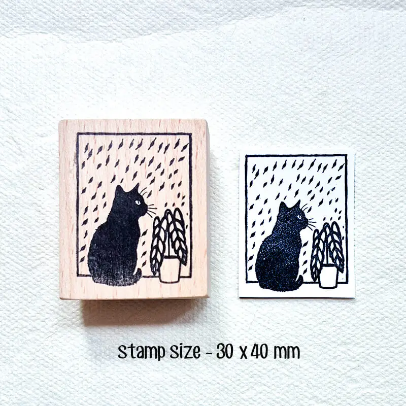 Black Cat Stamp Scrapbooking Journaling Stamping Diary Scrapbook Decor Kawaii Cat Wooden Stamps